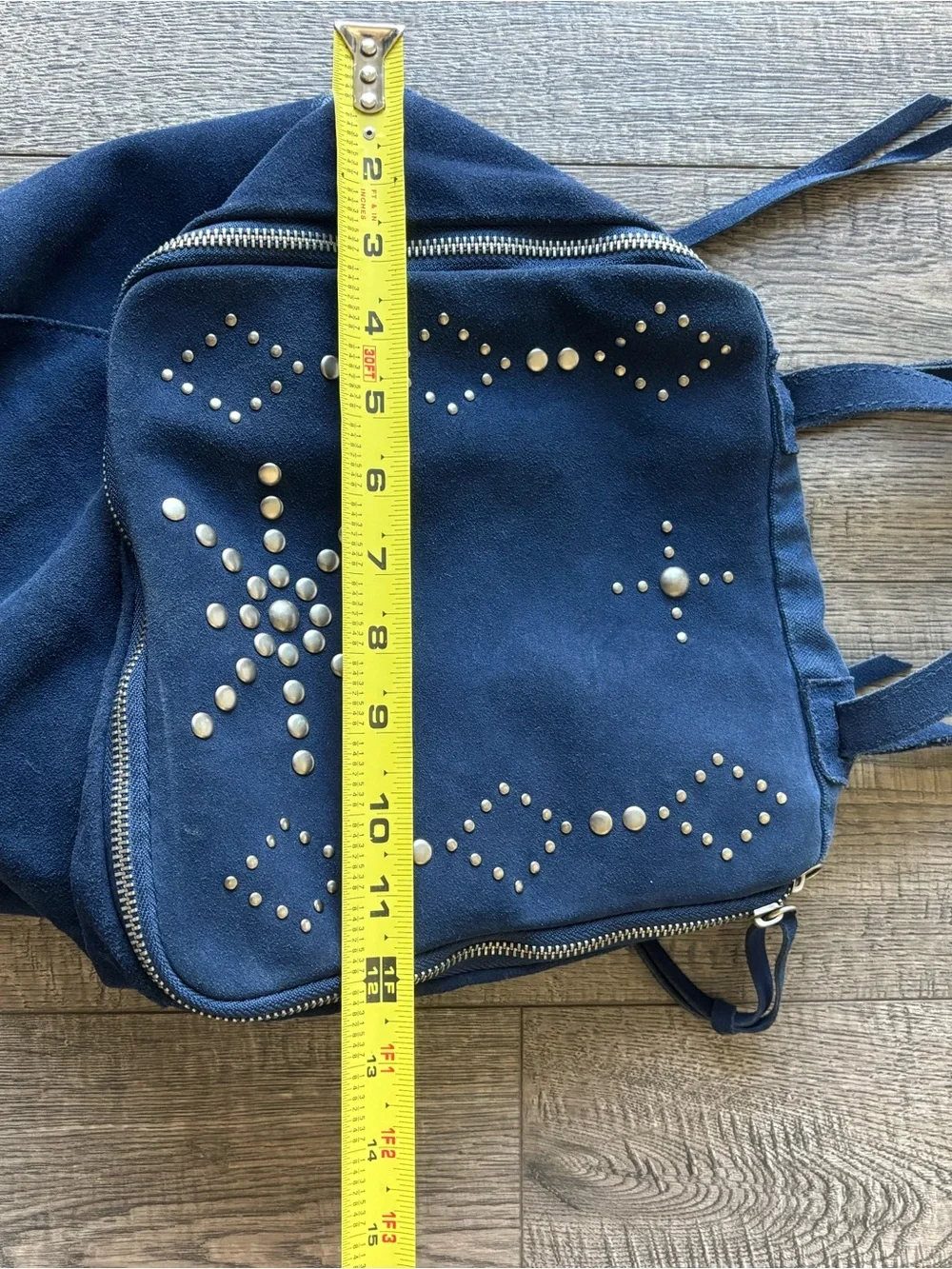 Free People Navy Studded Suede like Backpack